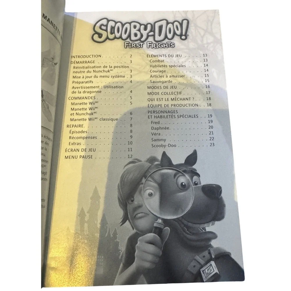 Scooby-Doo First Frights Nintendo Wii Manual French Guide D'utilisation